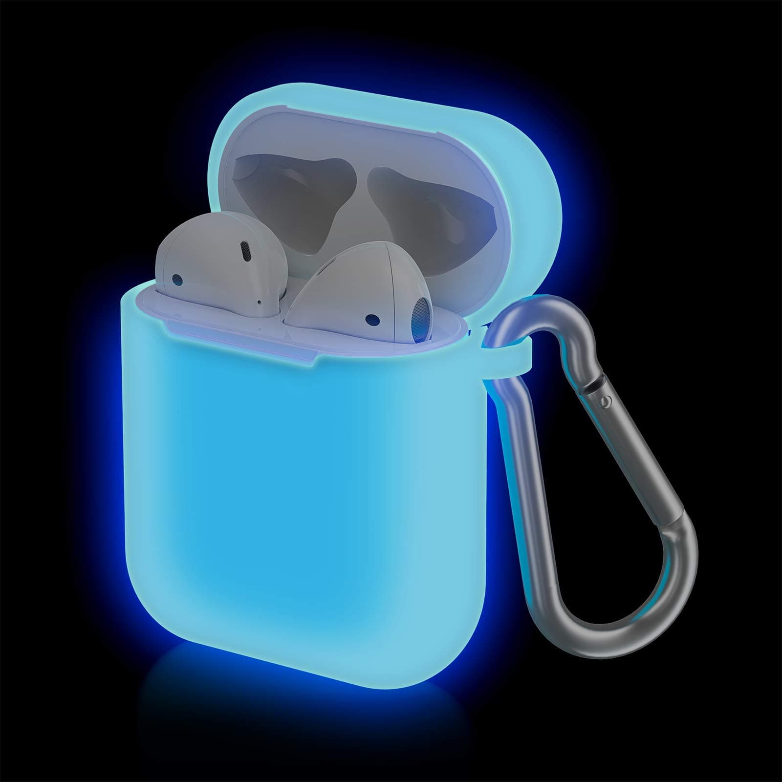 EnPro AirPods Case, Glowing in The Drak Airpod Case, Upgrade Luminescent Silicone Chargeable Headphone Case Compatible with Apple Airpods 2 and 1(Blue)
