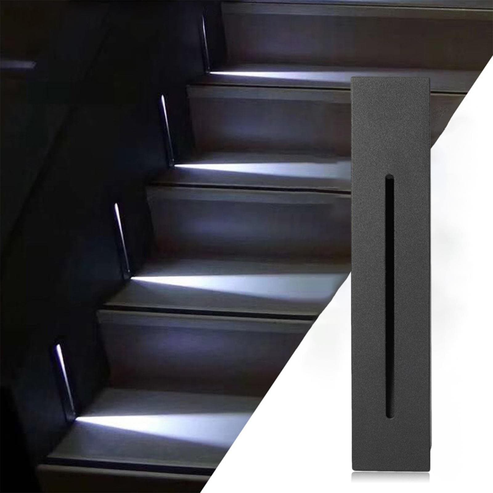 SILNOVO® Mini Staircase Light Recessed Sconces Indoor Fixture 3W Black Rectangle