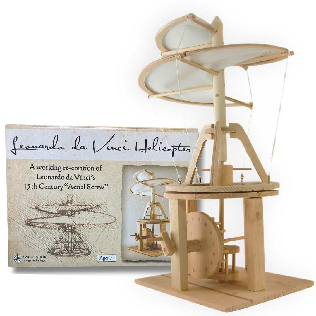 Pathfinders Leonardo da Vinci Premium Aerial Screw (Helicopter Flying Machine) Wood Model Kit
