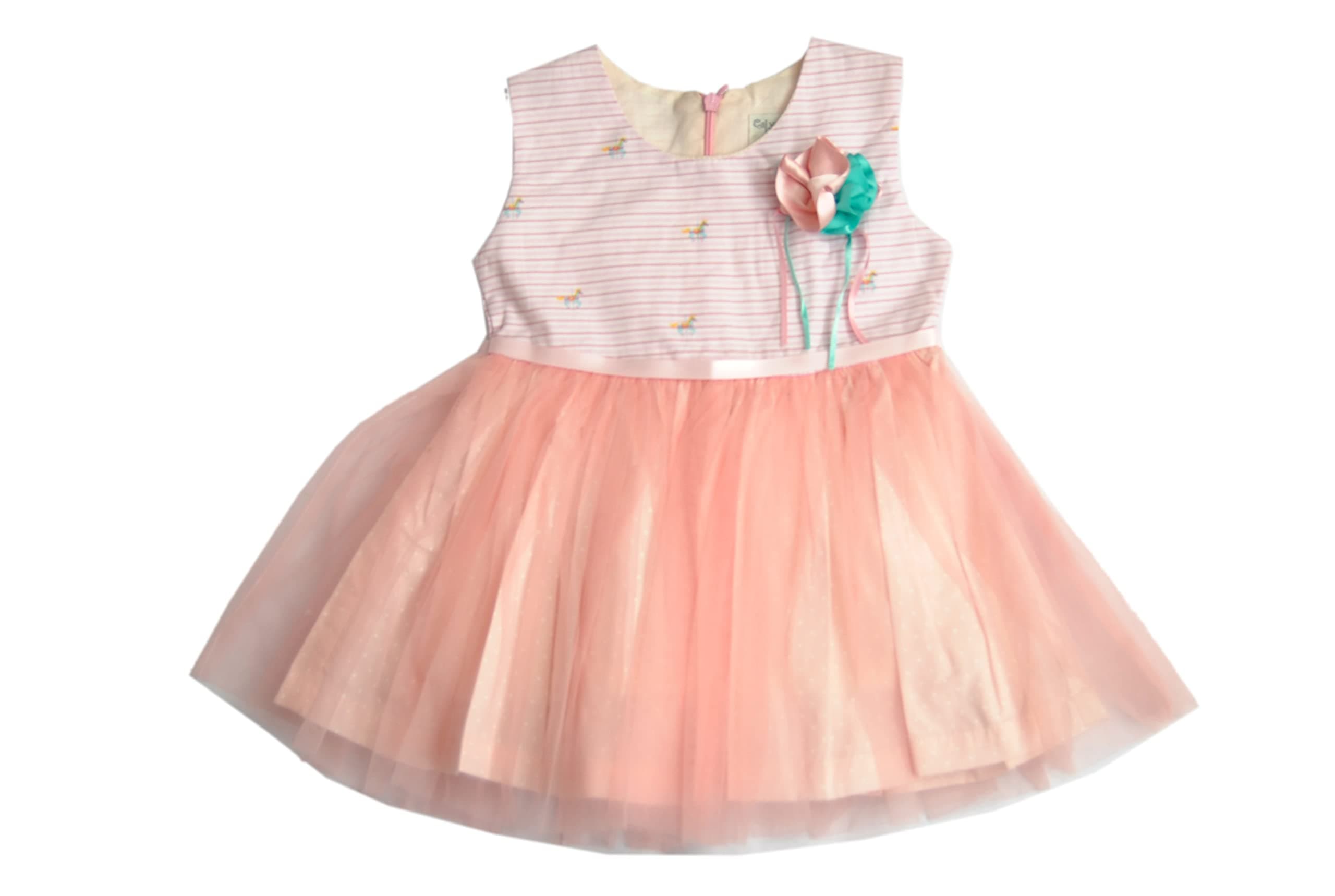 Calyx Clothing Baby Girls Above Knee Casual Dress Peach