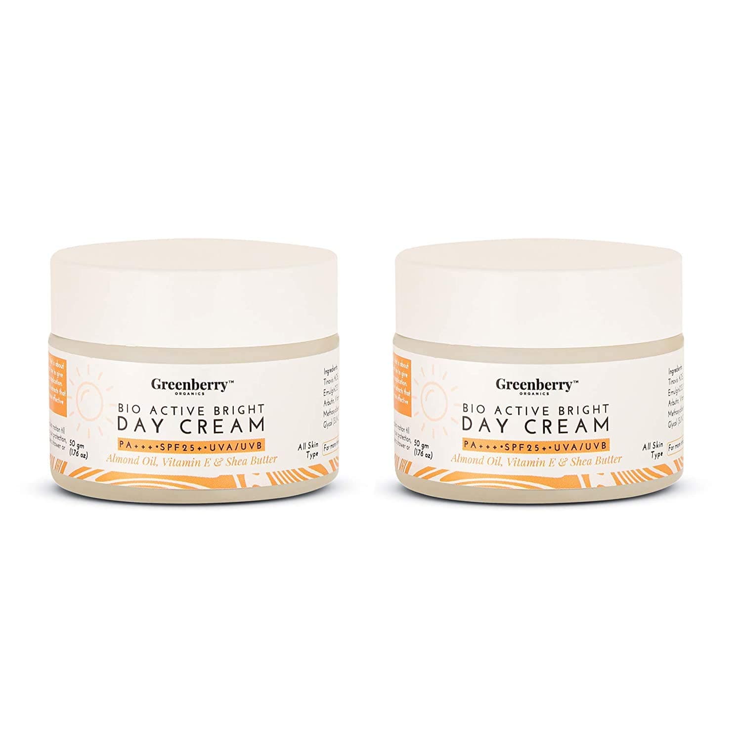 Bio Active Bright Day Cream, SPF 25+, Lightens, Brightens, PA+++. UVA/UVB Protection, Dark Spots, Pigmentation, 50 ML Pack Of 2, 120 ML X 2