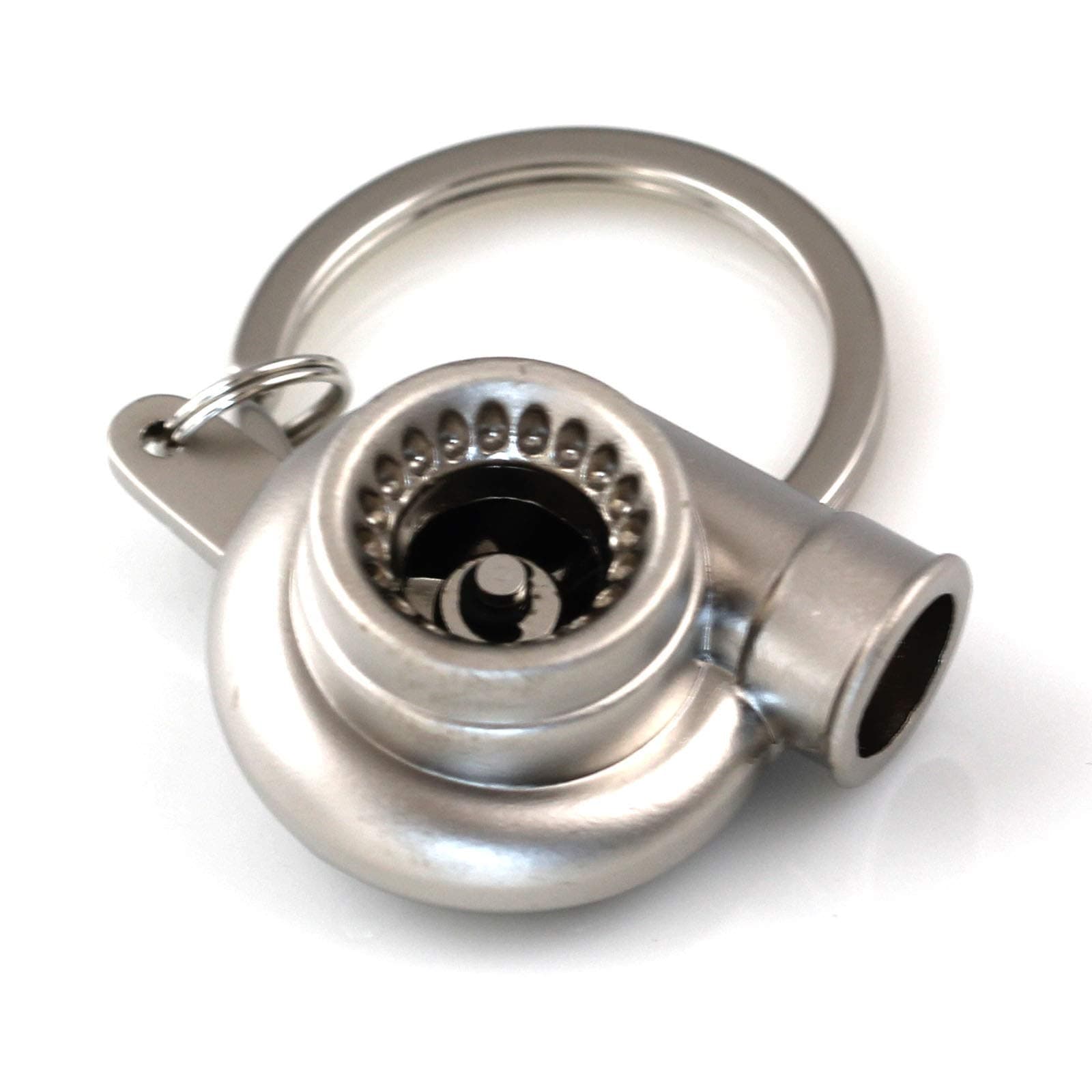 maycom® Spinning Turbo Keychain Keyring Turbocharger Turbine Key Chain Ring Keyrings (Matte Silver)