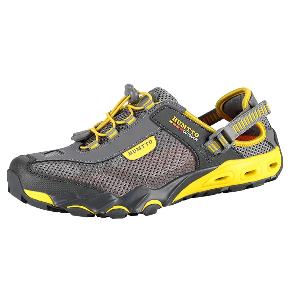 HUMTTO Men's Athletic Outdoor Sandals - Sport Non-Slip Hiking Sandals Closed Toe Trail Walking Water Shoes 6.5 Grey 1605