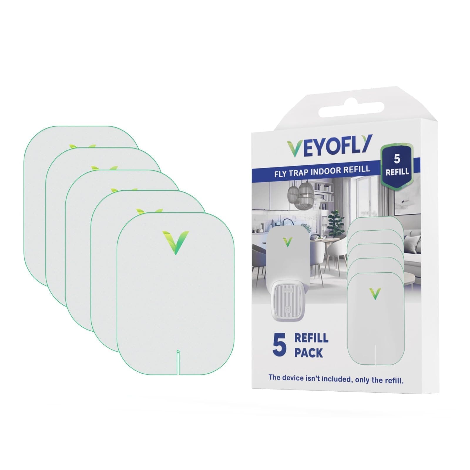 VEYOFLY Fly Trap Indoor Refill, Fruit Fly Traps for Indoors, Gnat Traps for House, Fly Catcher, Fly Trap, Plug in Catch for Fruit Flies, Moths, Gnats, Mosquito Trap (Pack of 5 Refills)