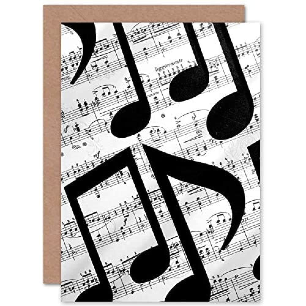 Fine Art Prints Musical Notes Sheet Music Greetings Card,White|grey|black|beige