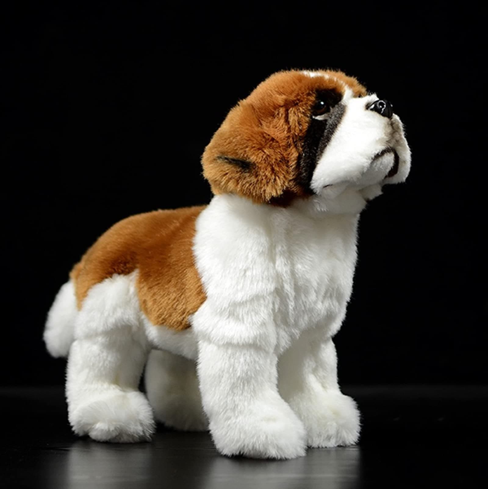 Simulation Saint Bernard Dog Plush Toy - Realistic 12" Standing Soft Saint Bernard Pet Dog Stuffed Animal Puppy Model Toy, Unique Plush Gift Collection for Kids Birthday, Home Decor