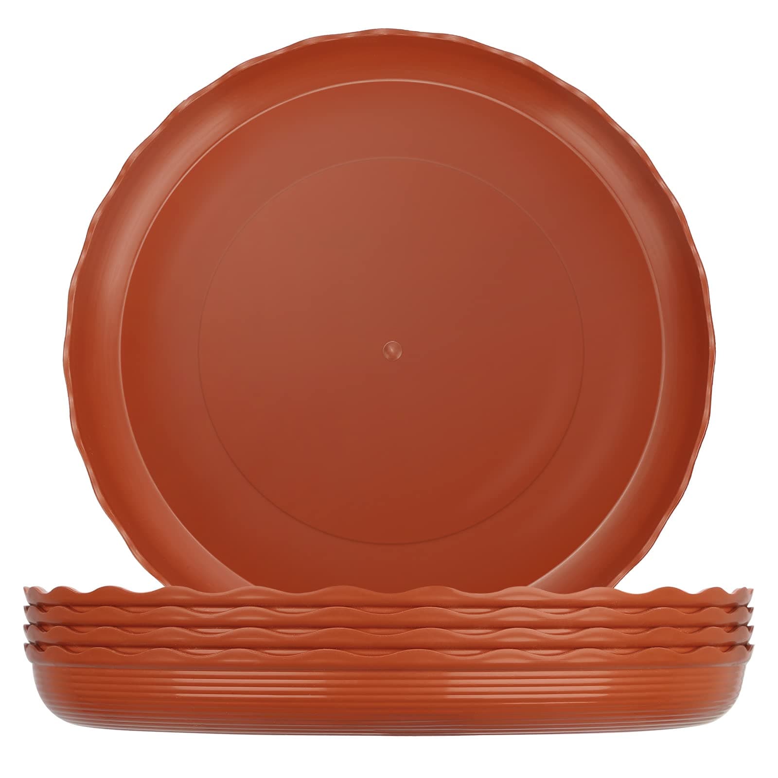 5 Pack Plant Pot Saucers 30cm, Durable Thicker Plastic Plant Saucer, Round Flower Plant Pot Drip Trays for Indoor Outdoor Garden (30cm / 11.8 inch, Brick Red)