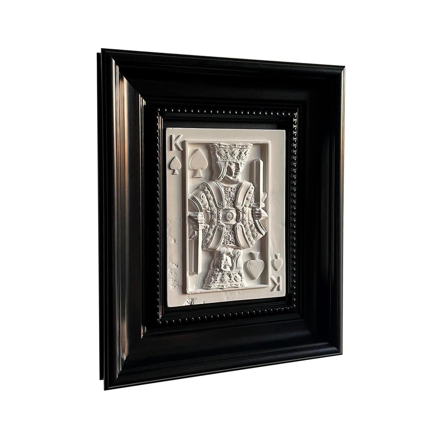 CandumyFramed Poker Wall Art 3D relief Plaster statue Vintage Farmhouse Home Decor,the King of Spades，8.5x10.5 Inch Black Frames