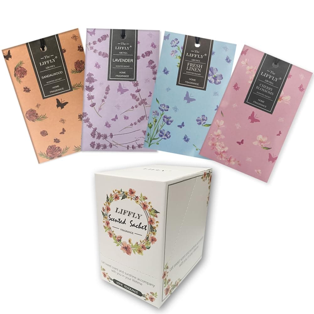 14 Packs Scented Sachets for Drawers and Closets Lavender Fresh Linen Sandalwood Cherry Blossoms 4 Different Scent