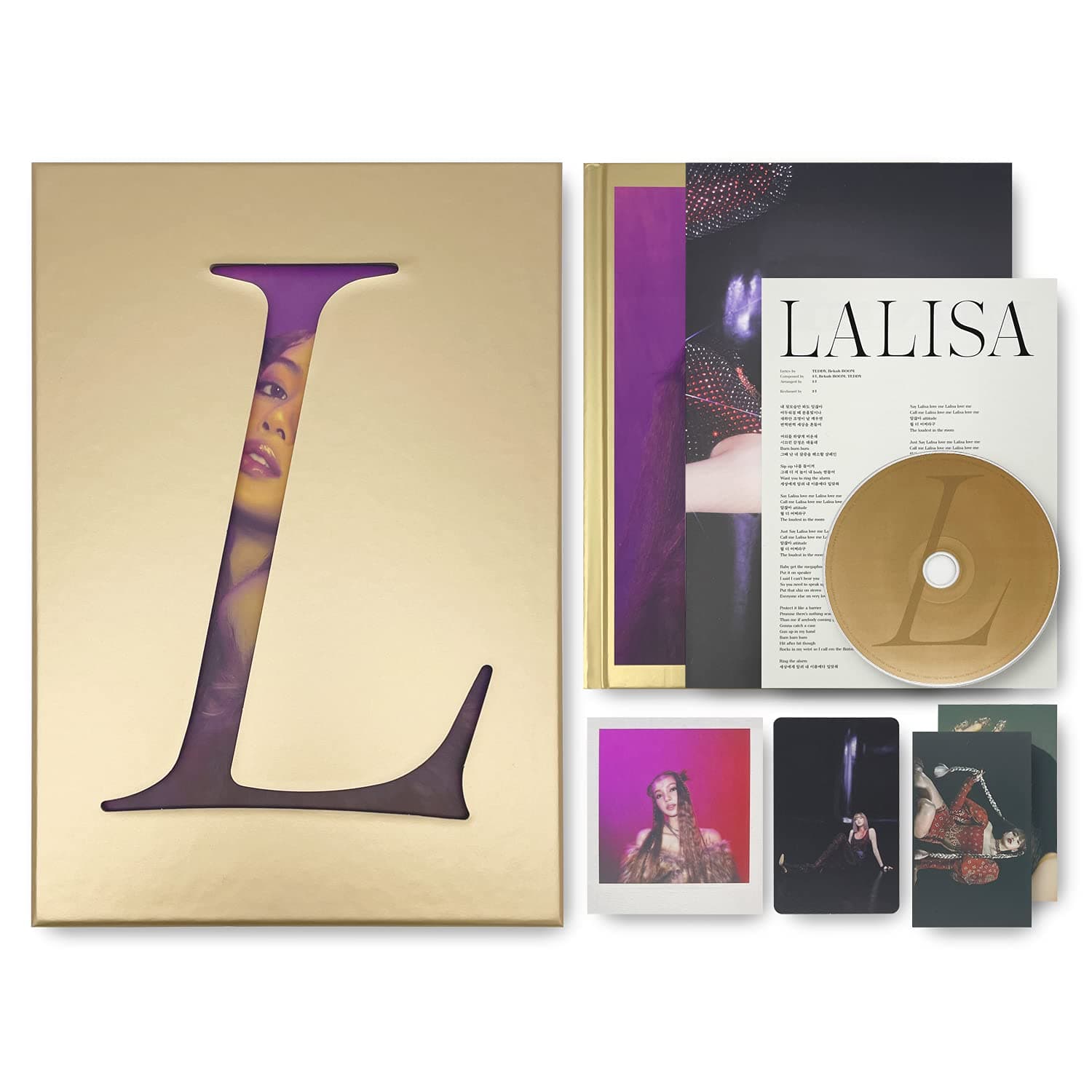 BLACKPINK LISA FIRST SINGLE ALBUM - LALISA [ GOLD VER. ] PHOTOBOOK + LYRICS PAPER + CD + PHOTOCARD + POLAROID + DOUBLE-SIDED POSTER