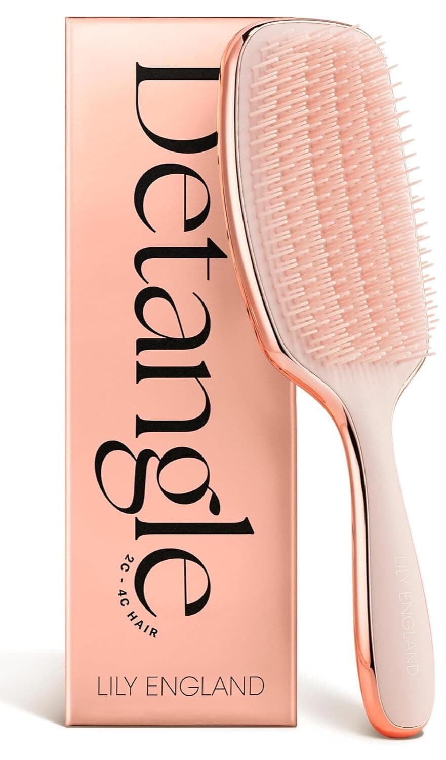 Curly Hair Brush for Detangling & Styling - Pain-Free Curl Brush for Wet & Dry with Flexible Bristles - Easy to Hold Hairbrush for Curly Women with 3c to 4c Hair, Rose Gold