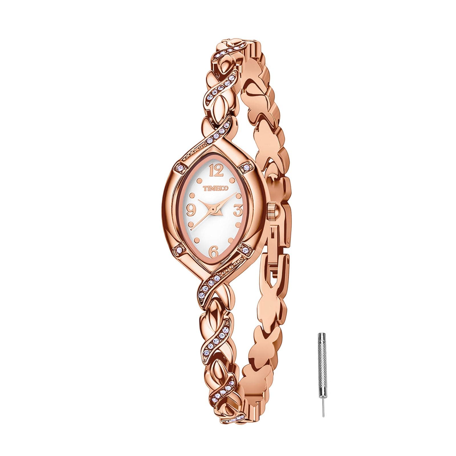 TIME100 Women's Bracelet Watches Ladies Quartz Wrist Watch with Green Dial Bezel with Crystals in Movement Bracelet Strap with Diamonds Waterproof