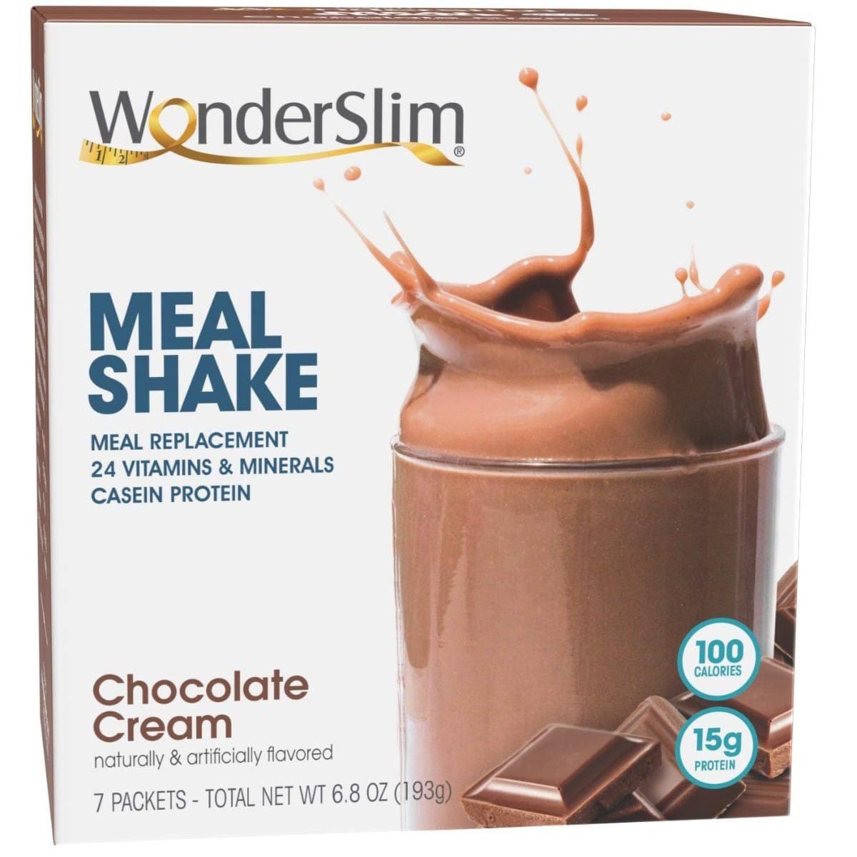 WonderSlim Meal Replacement Shake, Chocolate Cream, 24 Essential Vitamins & Minerals, Only 100 Calories, 15g Caseinate Protein, Unbeatable Taste - 12 Box Value Pack (Save 20%)