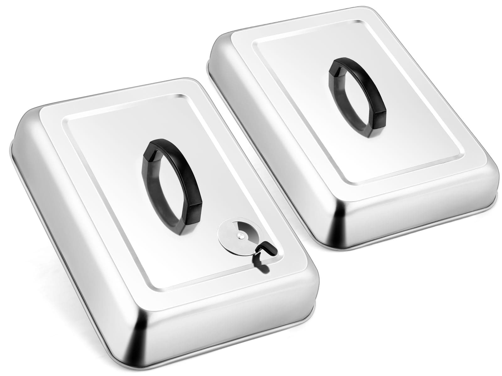 Leonyo 高耐久溶融ドーム 鉄板用 13インチ&9インチ ステンレススチール 長方形 鉄板張りカバー フラットトップグリル用スチームカバー蓋 2個パック