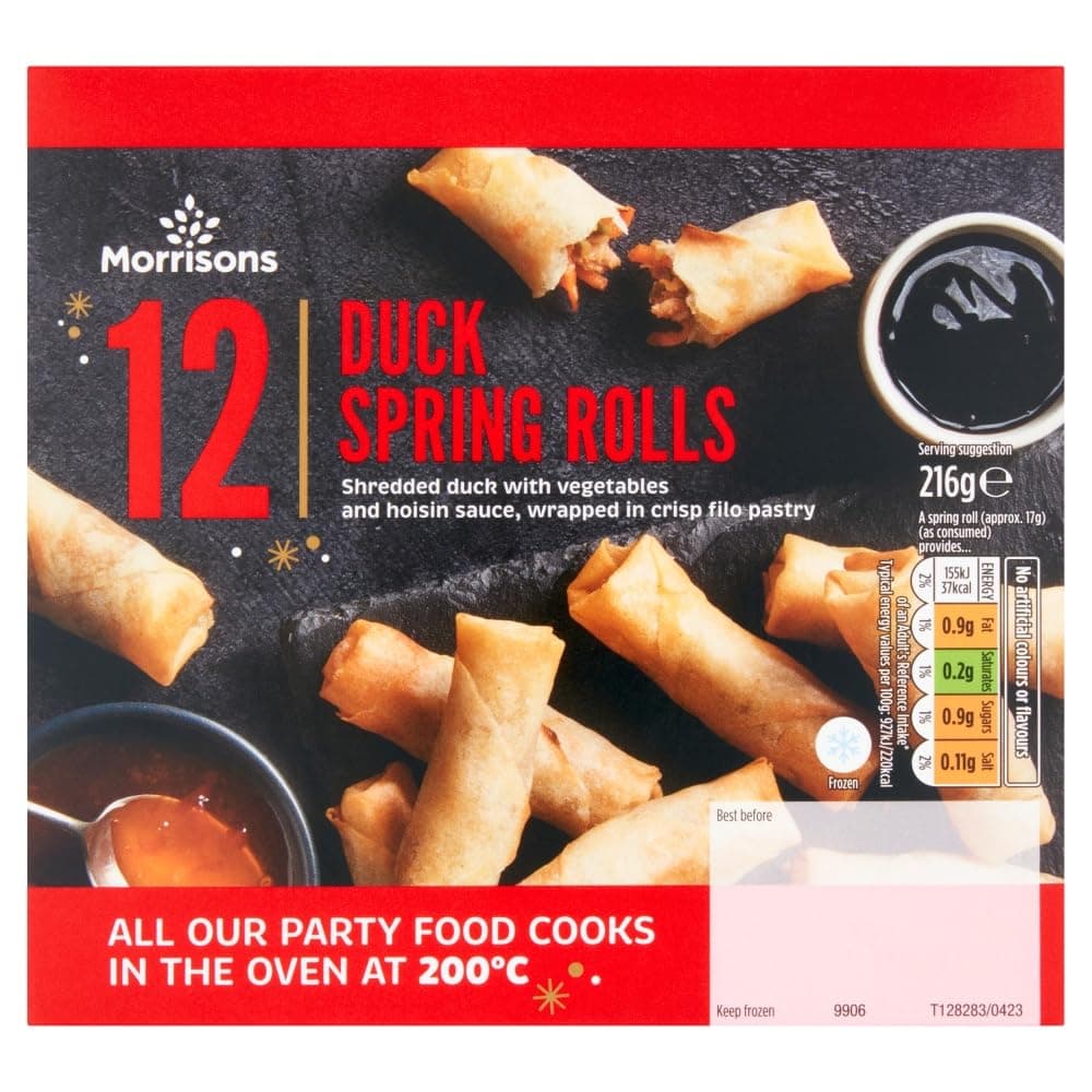 Morrisons 12 Duck Spring Rolls 216g (Frozen)