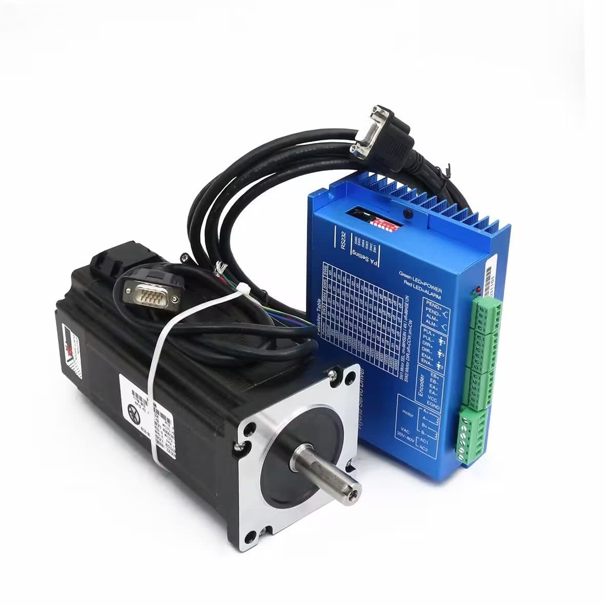 RATTMMOTOR Nema34 12N.m Closed Loop Hybrid Servo Motor Stepper Motor 12nm 1700oz-in 156mm 6A 2 Phase & HSS86 Servo Driver & 3m Wire CNC Controller Kit for CNC Router Engraving Milling Machine