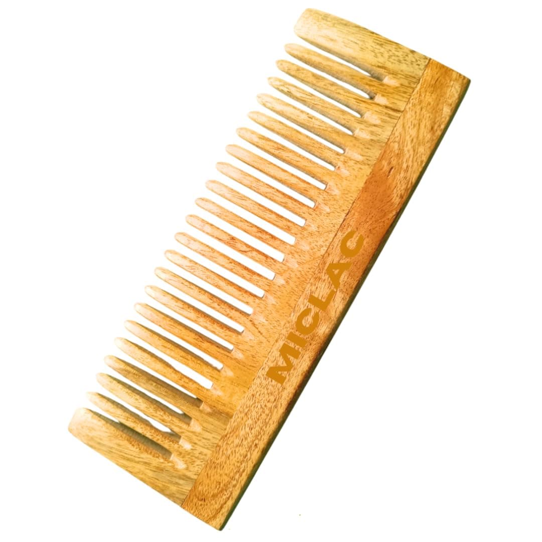 MICLAC Sustainable Wooden Comb Set for Beard Grooming, Hair Growth, Frizz Control, and Tangle-Free Styling – Organic, Anti-Static, Zero Waste, and Eco-Friendly Design for All Hair Types 1pc