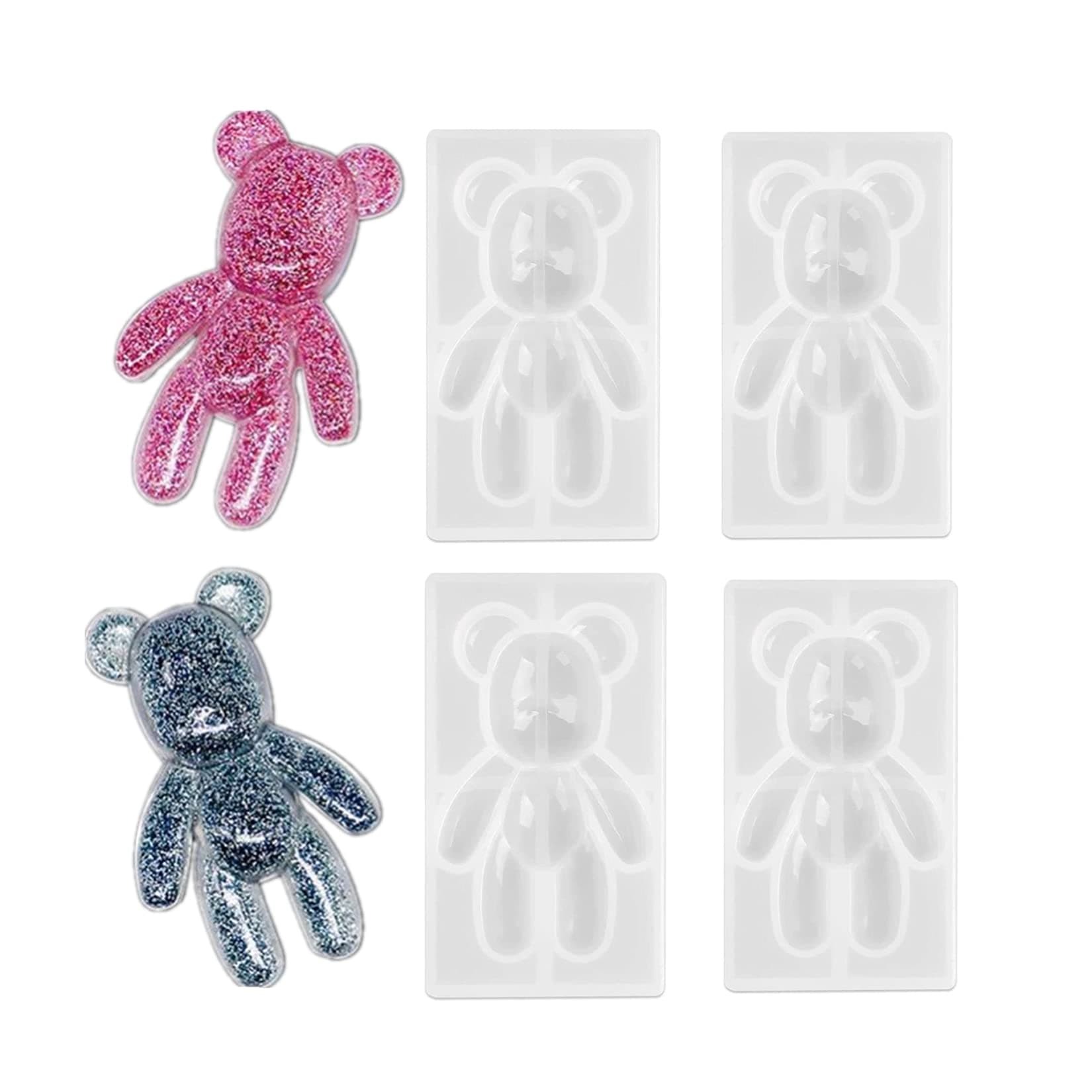 YODOOLTLY Resin Molds- 4 PCS 3D Teddy Bear Mould Pendant Jewelry Making Silicone Molds for Epoxy Resin Casting DIY Crafts
