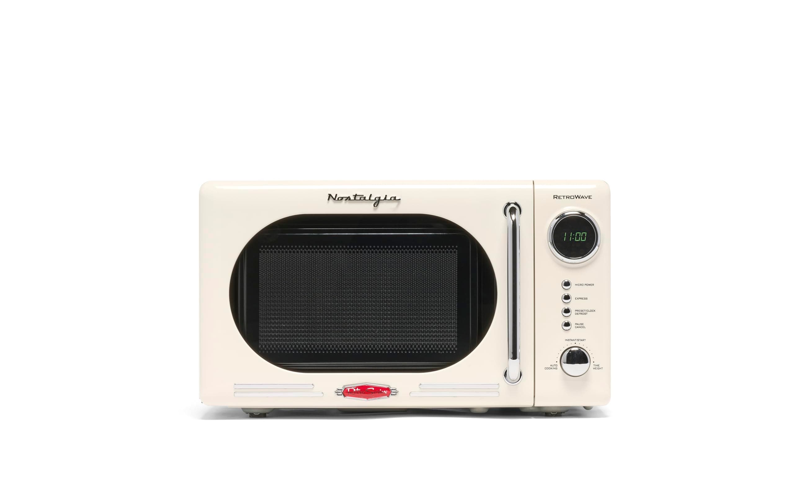 Nostalgia 0.7 Cu. Ft. Retro Compact Countertop Microwave Oven, Ivory