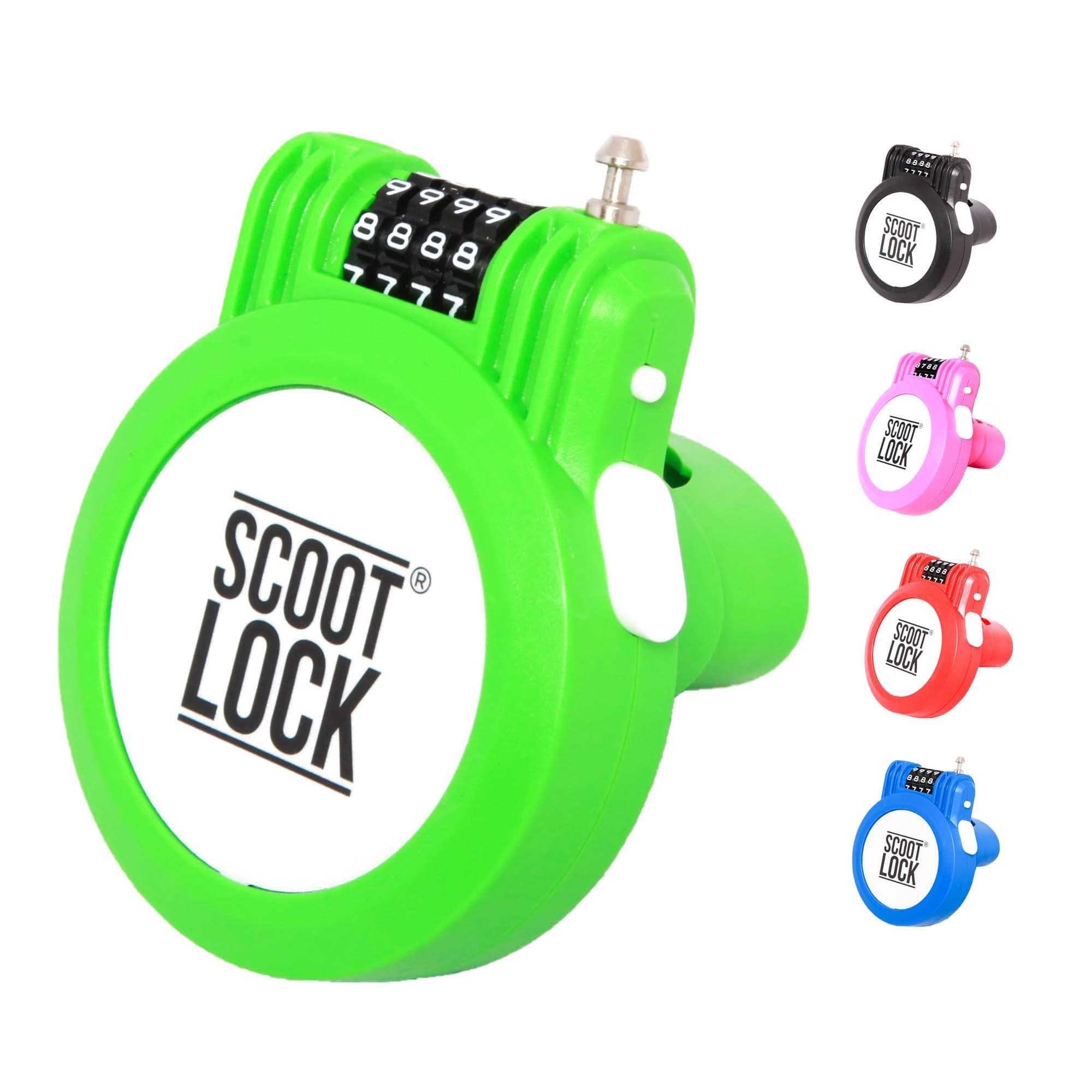 SCOOT LOCK® Portable Combination Scooter Lock and Bike Lock New Reinforced Bicycle Lock and Scooter Lock Wire Chain Cable Micro Trunki Segway Birdie Ozbozz EVO Stoy for Kids Children + Adults (Green)