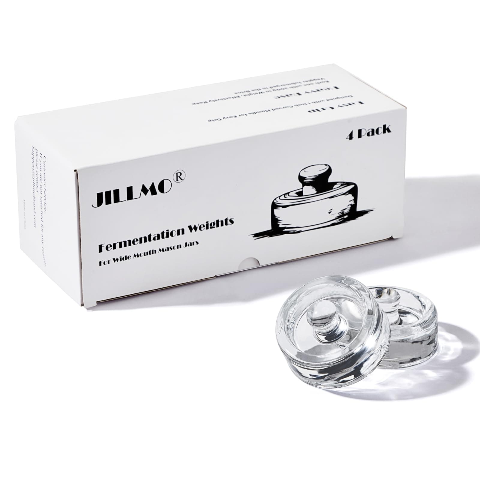 Jillmo Easy Grip Fermentation Weight- 4 Pack of Glass Weights for Wide Mouth Mason Jars