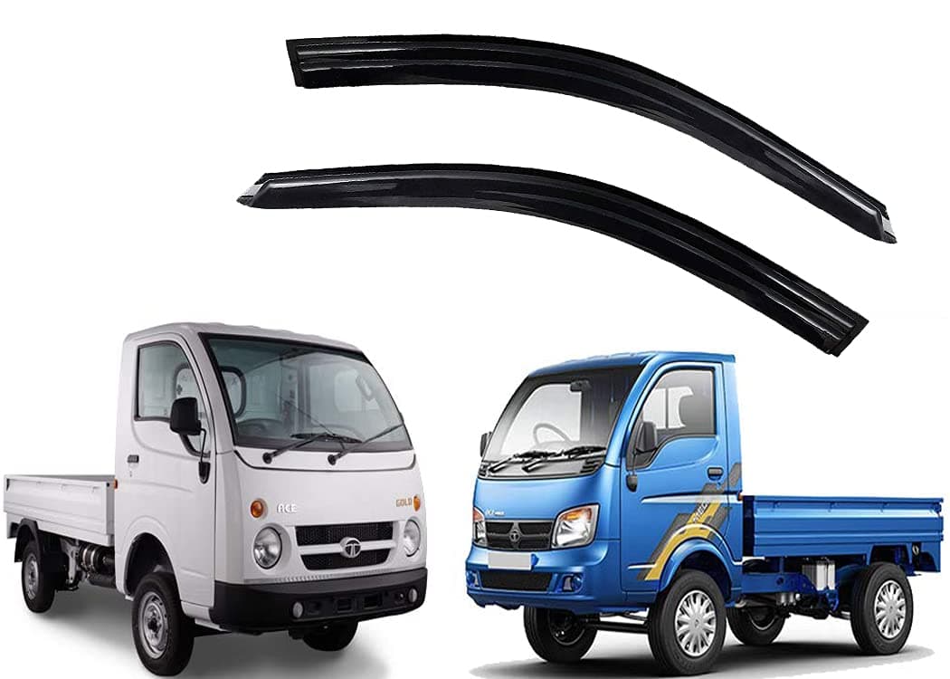 Car Saaz Unbreakable Door Visor/Rain Visor/Wind Deflector Compatible with Ace (Set of 2Pcs), Black (74W7M27N)