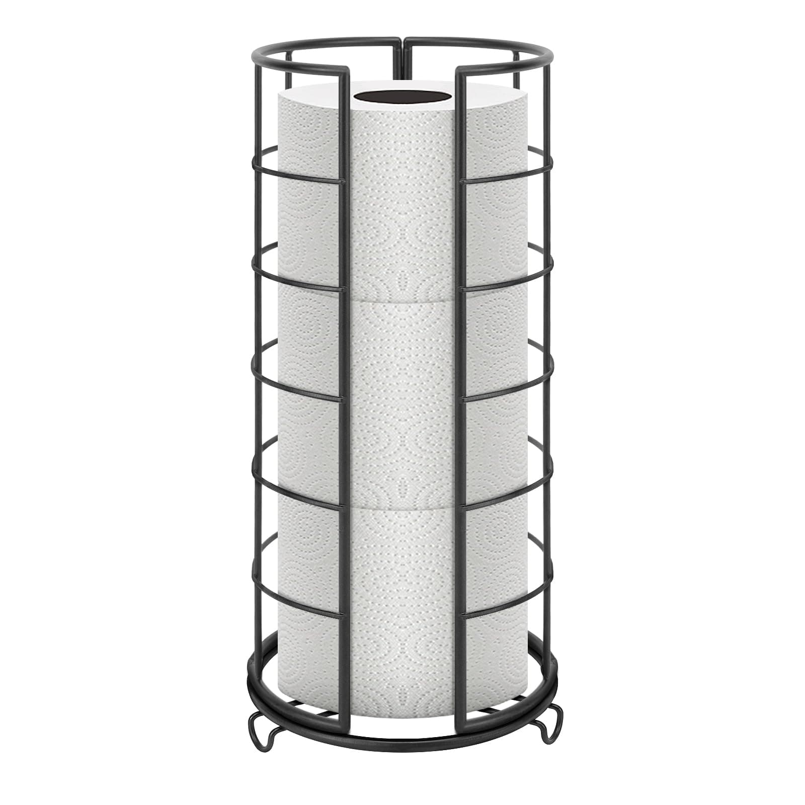 NearMoon Toilet Paper Organizer Stand, Free Standing 3 Rolls Tissue Storage, Metal Bathroom Accessory, Rustproof Toilet Roll Holder for Bathroom/Kitchen Countertop Inside Cabinet Shelf, Matte Black