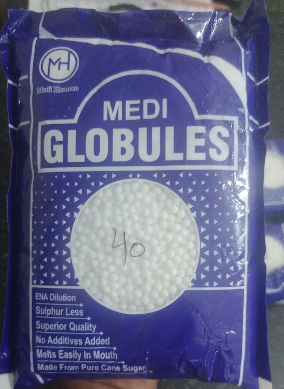 Sugar Globules Blank Pellets Plain Pills, Non-Medicated Pellets Pills | Sulphur Less Globules For Homeopathic Medicine (Size 40)