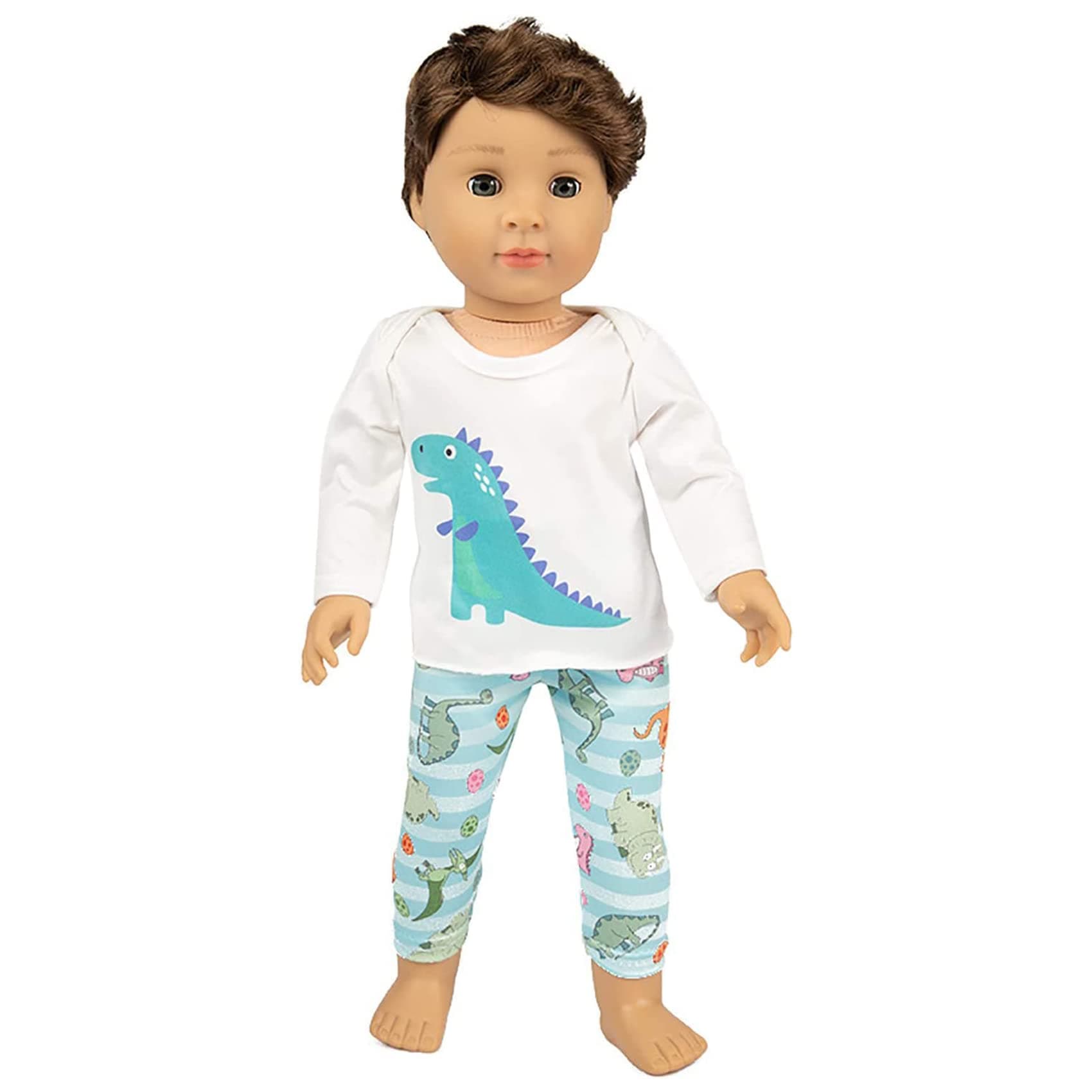 Ecore Fun American 46cm Boy Girl Doll Clothes Pyjamas Tracksuit for 18" American Doll Dinosaur Pattern Clothes Handmade Non-Toxic Outfits Reward Birthday Gift for Kids