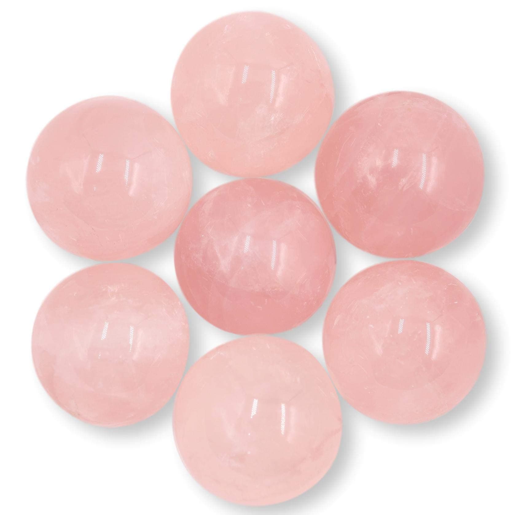Nature Wonders Crystal Ball Sphere Rose Quartz 7 Spheres 1", 24-26mm for Reiki, Energy Healing, Meditation, Attracting Love, Palm Stones, TouchStones