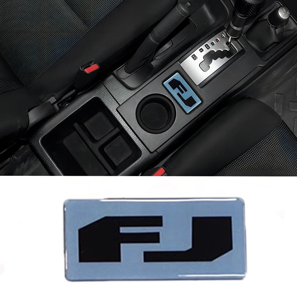 Car Crystal Stickers for Toyota FJ Cruiser 2007-2023 Center Console Gear Shift Panel Cover Stickers FJ Logo Patch Interior Accessories(Haze Blue)