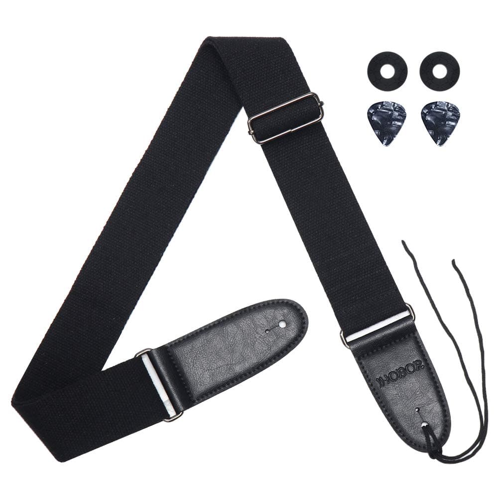 Guitar Strap 100% Soft Cotton with Strap Locks and Picks, Guitar Shoulder Straps for Acoustic, Classical, Electric and Bass Guitars