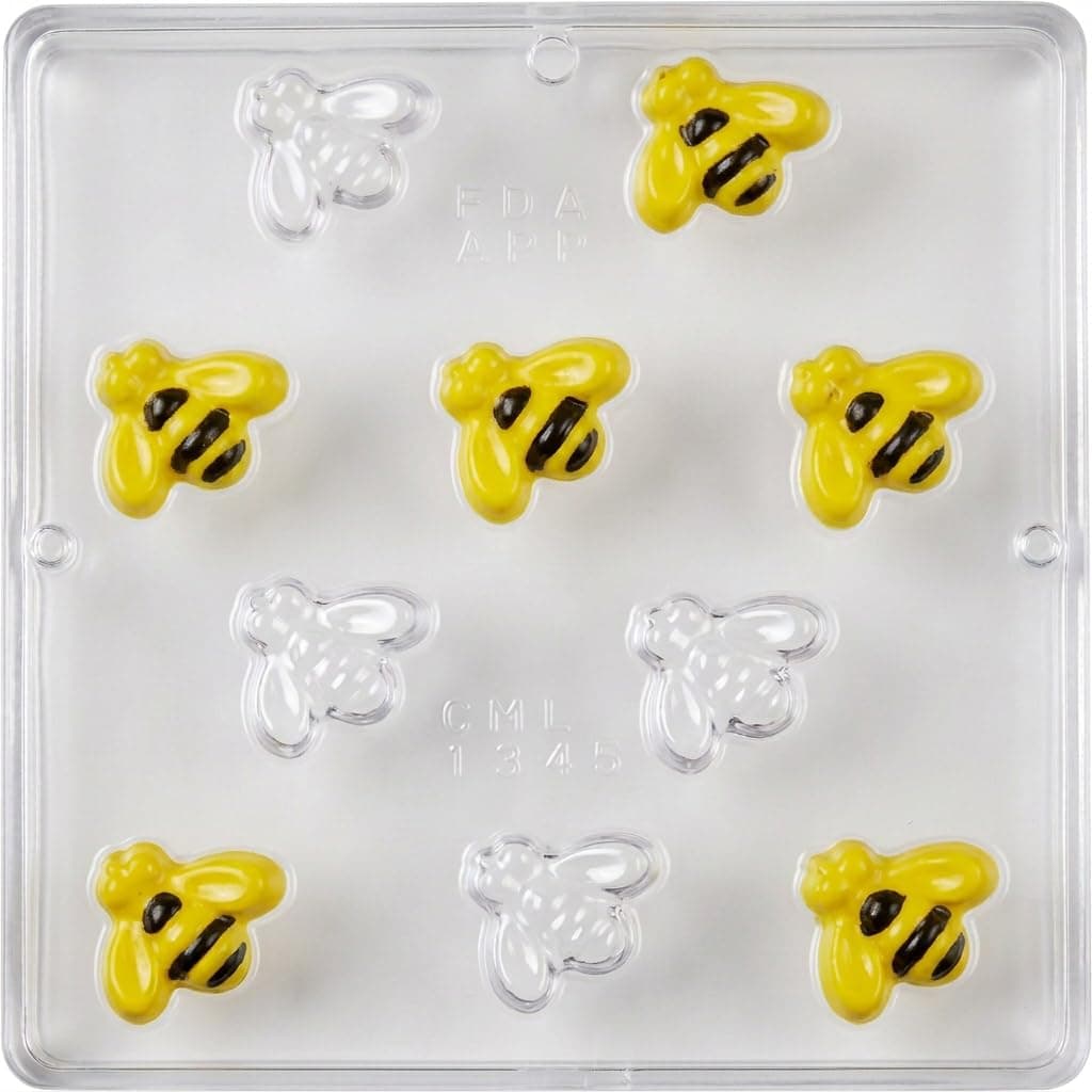 Candy Molds N More Bee Bite Size Chocolate Candy Mold 1345, 10 Cavities