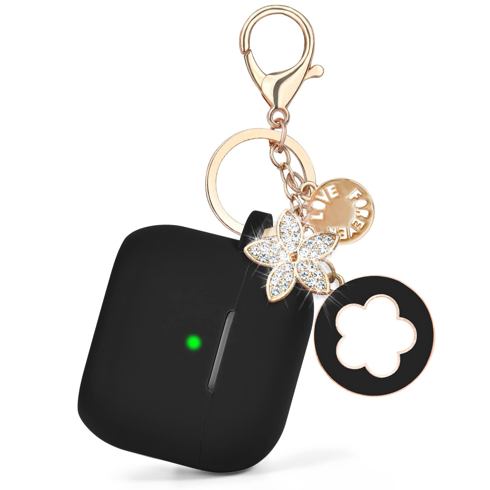 Case for Airpods Pro 2nd Generation - VISOOM Airpods Pro 2 Cases Cover Black Women 2022 Silicone iPod Pro 2 Earbuds Wireless Charging Case Girl Bling Keychain for Apple Airpod Gen Pro 2