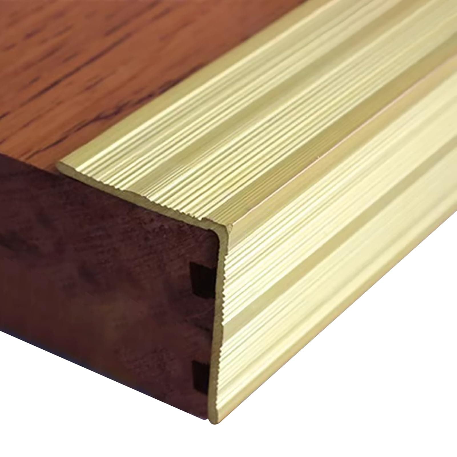ZIMGOD Brass Stair Nosing Edge Trim Anti Slip, Step Edge Protector Strip for Wood Stairs Tile, Staircase Nose Guard Molding Strips, Corner Threshold Cover (Size : 34x30mm(1 3/8" x1 1/8"))