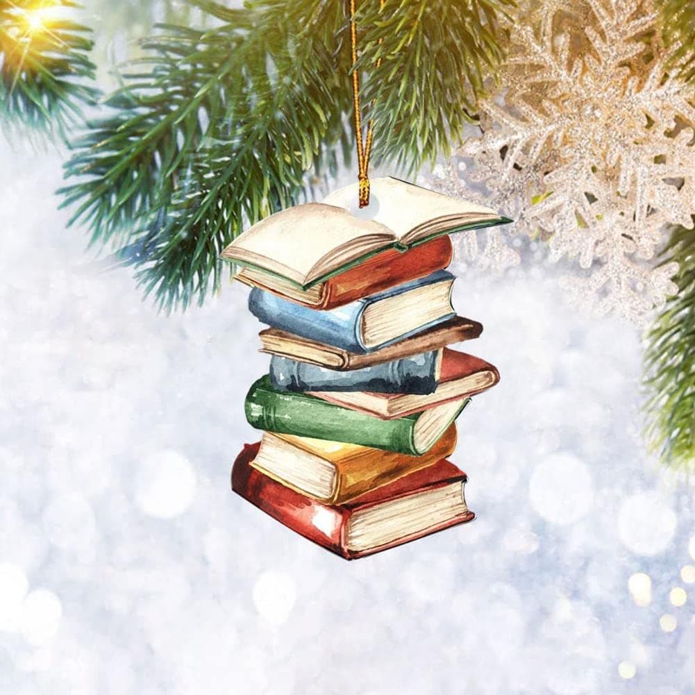 WSRRDRECVHi Reading Ornament,Book Lovers Heart Ornament,Book Shelf Christmas Ornament,Old Vintage Bookshelf Ornament,Just a Girl in Love with Her Books Ornament,Reading Book Christmas Tree Ornament