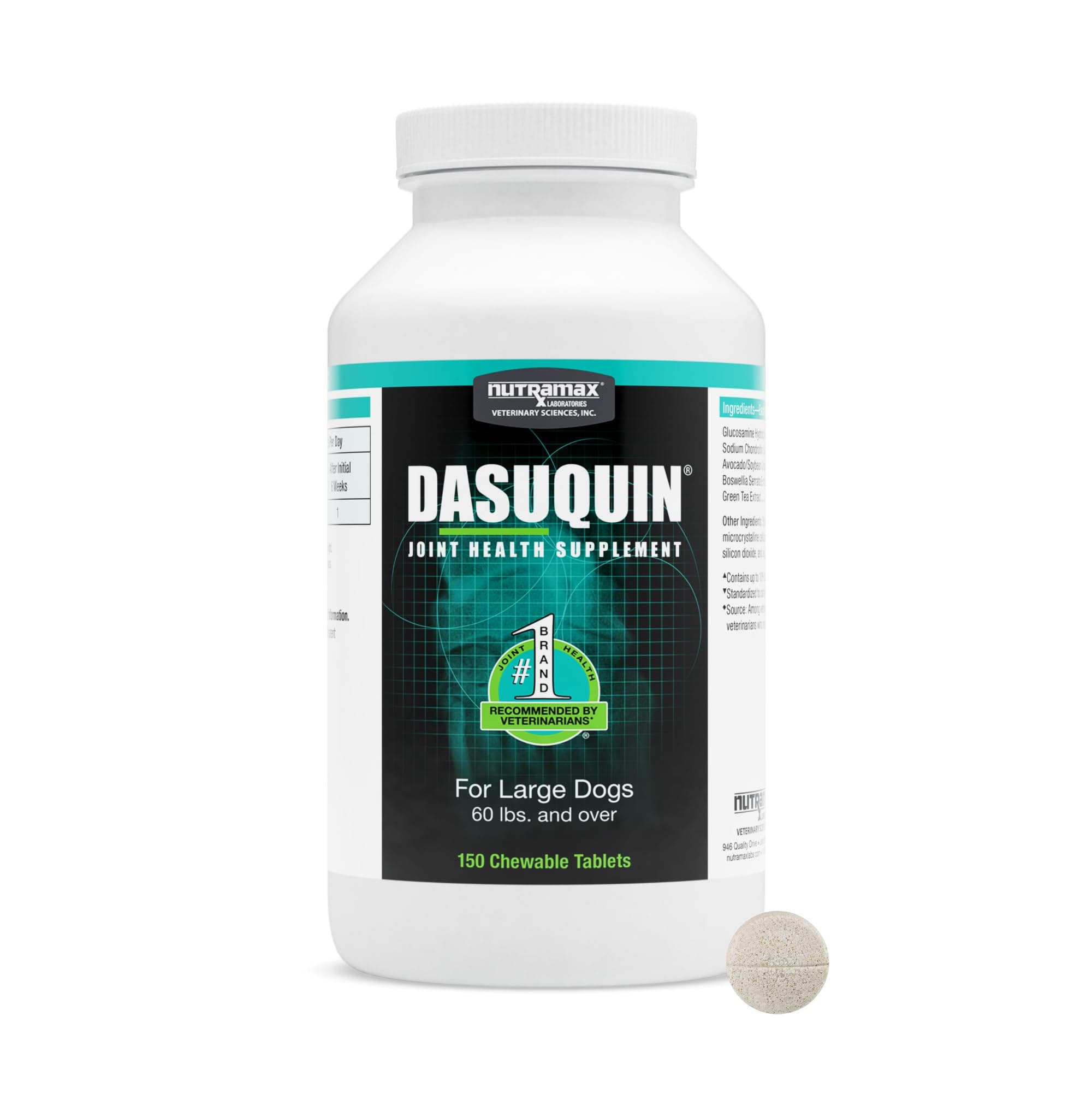 Dasuquin Joint Health Supplement for Large Dogs - With Glucosamine, Chondroitin, ASU, Boswellia Serrata Extract, Green Tea Extract, 150 Chewable Tablets