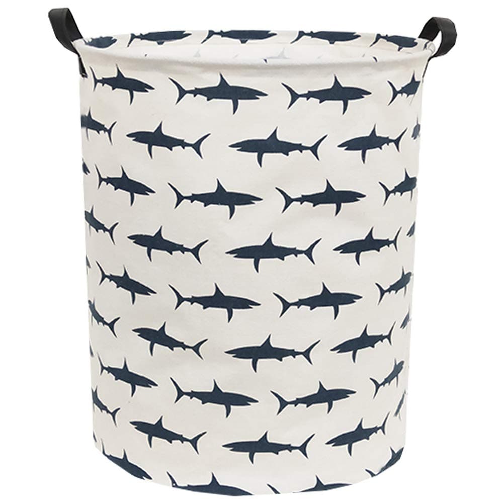 Kids Laundry Hamper,Canvas Shark Hamper Collapsible Boys Storage Baskets for Boys Room Decor,Nursery Hamper,Toy Organizer,(Shark)