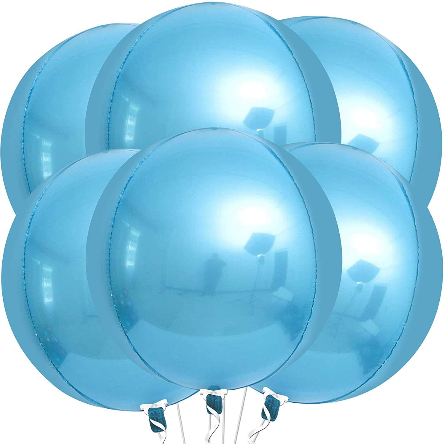 KatchOn Light Blue Foil Balloons - 22 Inch, Pack of 6 | Light Blue Metallic Balloons | Light Blue Balloons for Pool Party Decorations