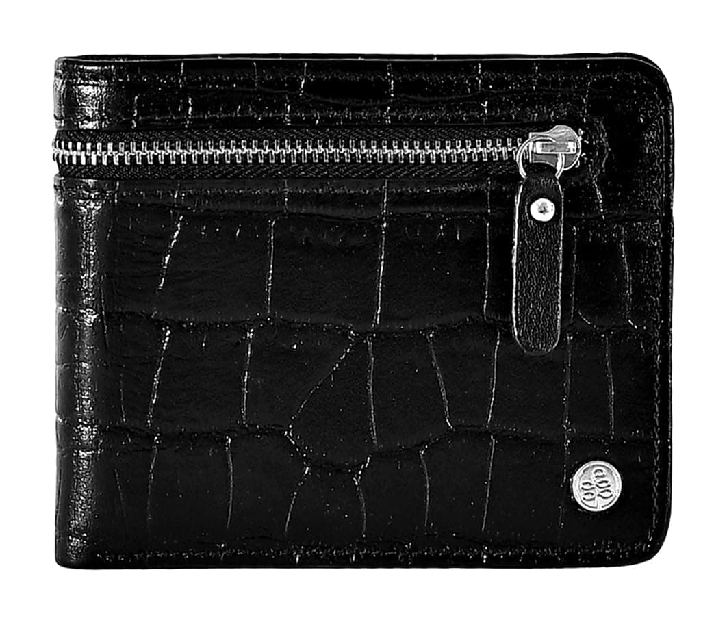 eské Dirk - Genuine Leather Mens Zip Bifold Wallet - Holds Cards, Coins and Bills - 9 Card Slots - Everyday Use - Travel Friendly - Handcrafted - Durable - Water Resistant