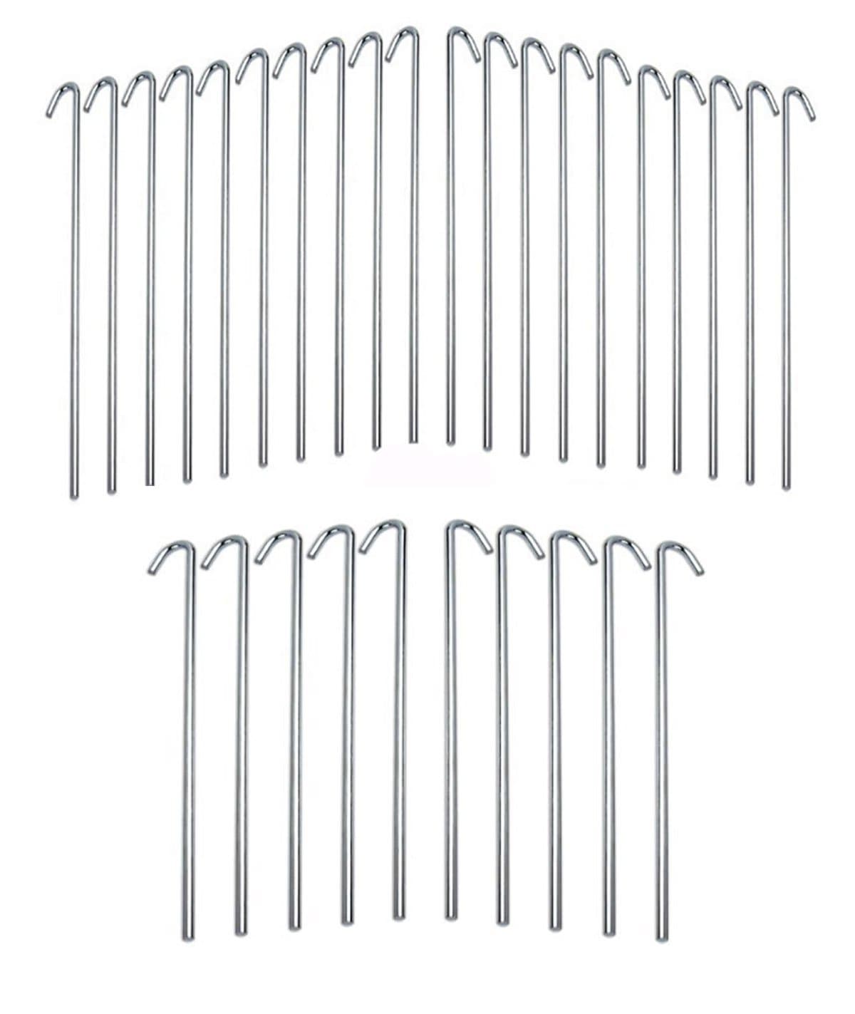 9 inch 30-Piece Galvanized Steel Tent Pegs-Garden Stakes, Silver Steel