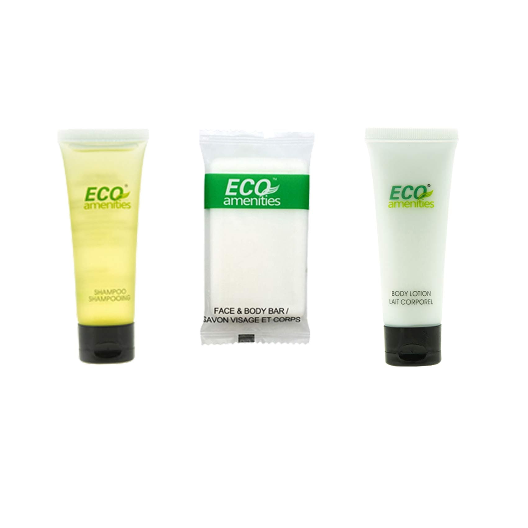 ECO amenities Shampoo and Conditioner 2 in 1, Body Lotion, Travel Sized Hotel Soap Bars 150pcs in ONE Package; Hotel Bathroom Guest Toiletries in Bulk