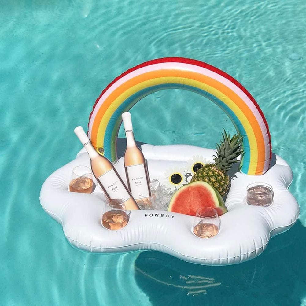 GJXY Party Toy Ice Bucket Rainbow Cloud Cup Holder Inflatable Pool Float Beer Drink Cooler Table Bar Tray Beach Island Prop,95 * 65 * 65cm