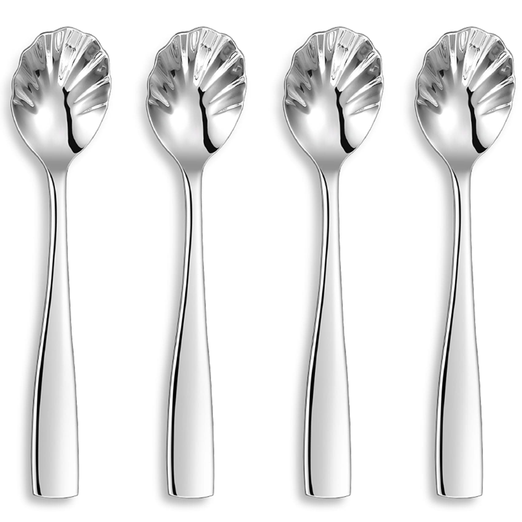 KEAWELLPremium Louis Tea Spoons Set of 4, 18/10 Stainless Steel, 6.1" Fine Spoon Set with Squared Edge, Coffee Espresso Demitasse Vintage Sugar Spoon, Dishwasher Safe (Plain)
