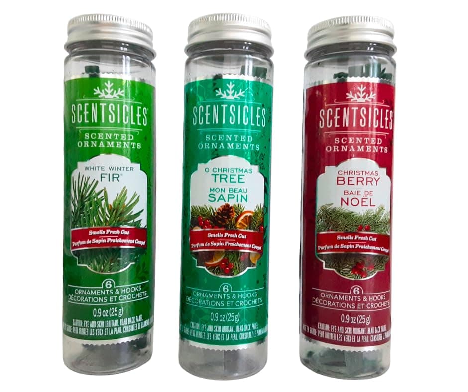 Scented Christmas Ornaments - White Winter Fir, O Christmas Tree and Christmas Berry (3 Bottle Bundle)