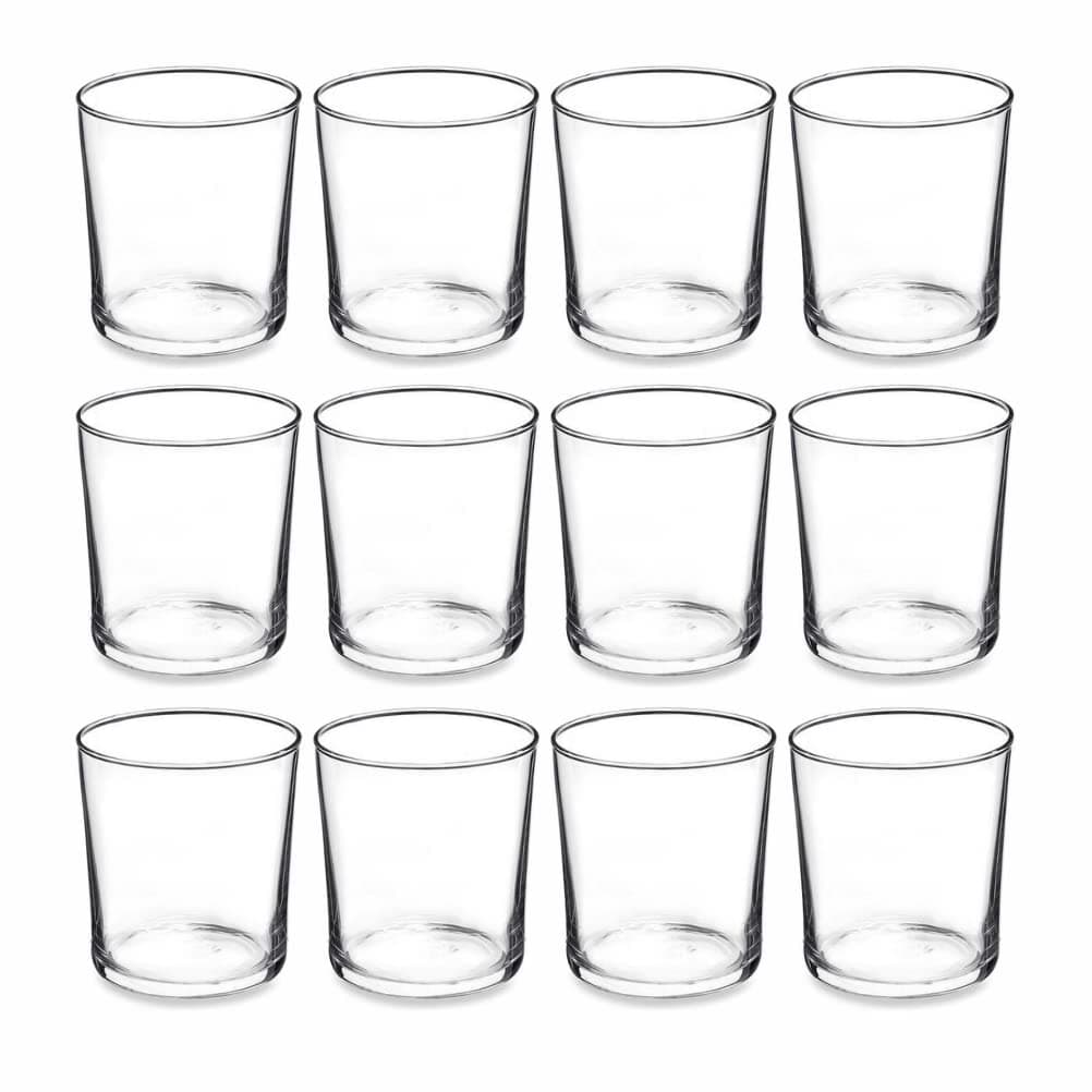 PMLAND Clear Glass Votive Candle Tealight Holders - Bulk Pack of 12
