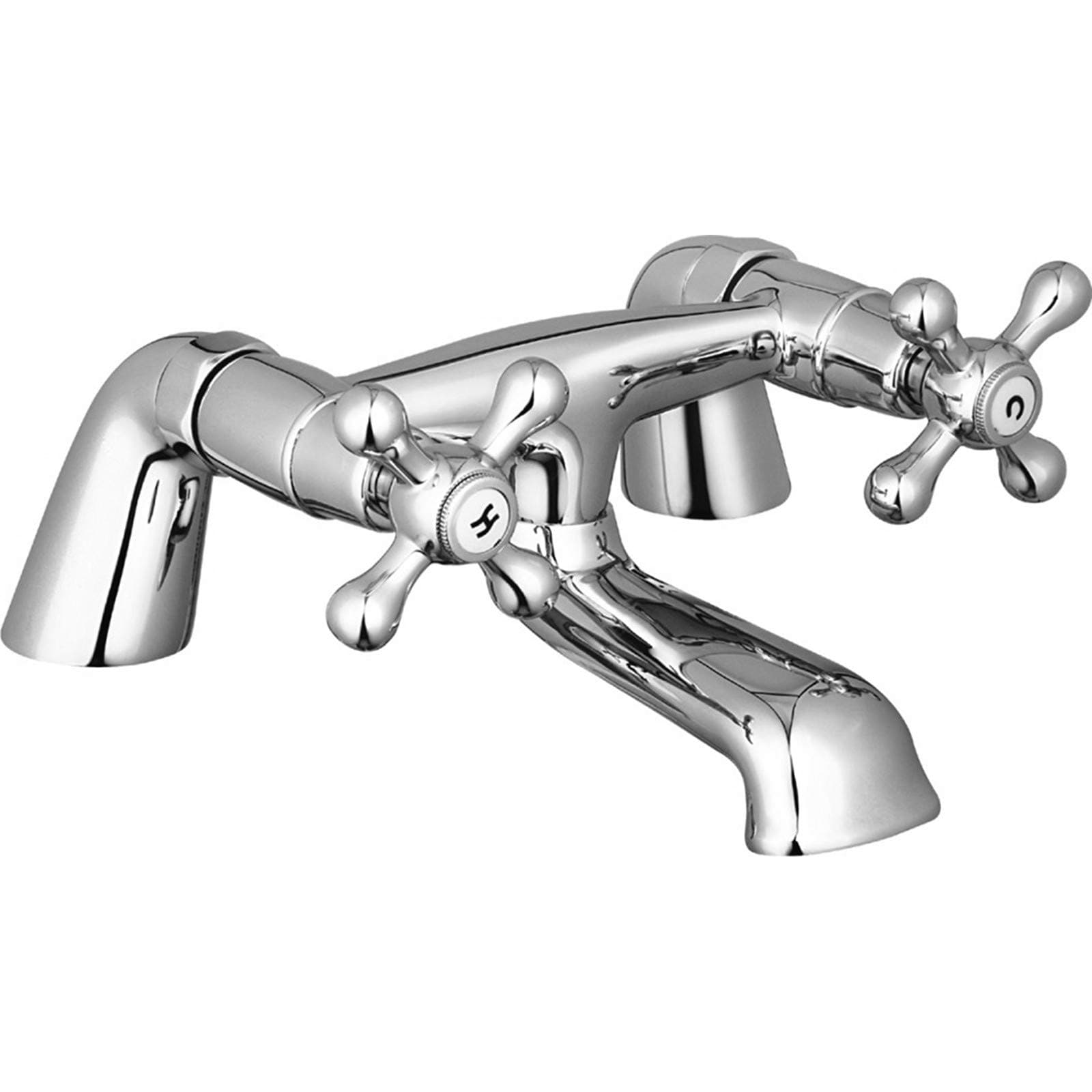 ENKI Traditional Cross Handle Bath Filler Mixer Taps Bathroom Chrome WINDSOR