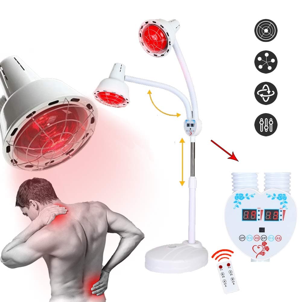 ZYJFP Two Heads Infrared Lamp, 275W Multifunction remote control physiotherapy lamp Adjustable Relief Muscle Pain Skin Acupuncture Therapy Beauty Salon with Bulb