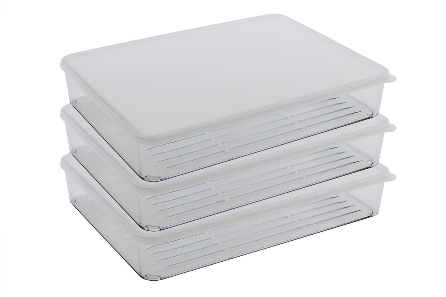 Silicook Flat Plastic Box for Kitchen for Kitchen&Refrigerator Organization, Transparent Food Storage Container for Kitchen, Fridge, Freezer (3, X-Large)