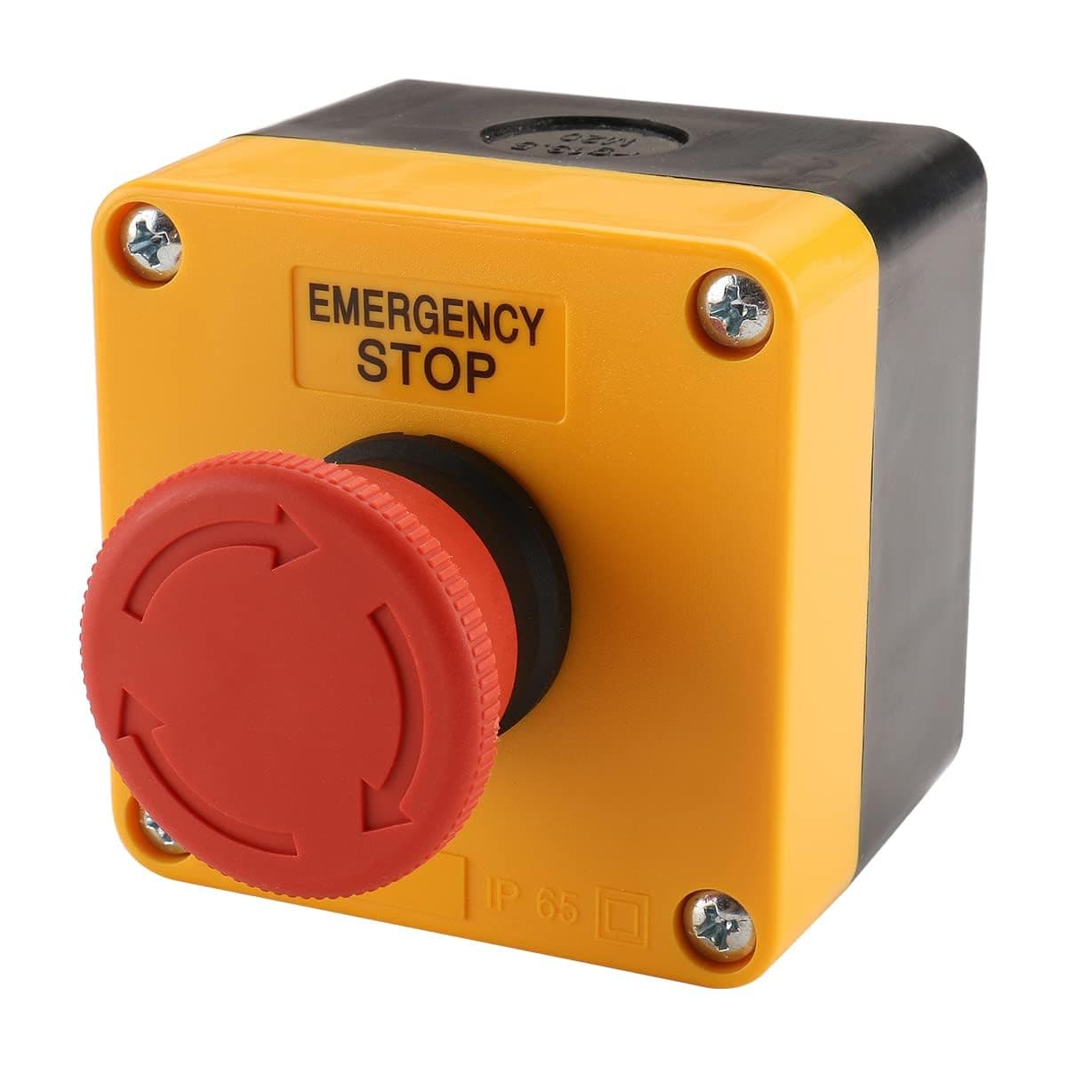 Red Sign Emergency Stop Switch, Weatherproof Push Button Switch 660V with Box (10PCS)